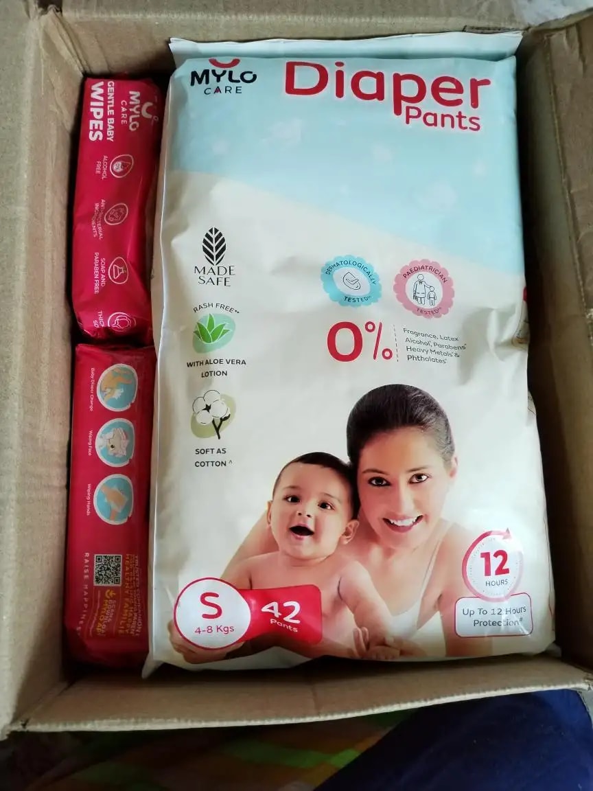 Monthly Diapering Super Saver Combo - Baby Diaper Pants Small (S) - (84 count) + Baby Wipes (Pack of 2)