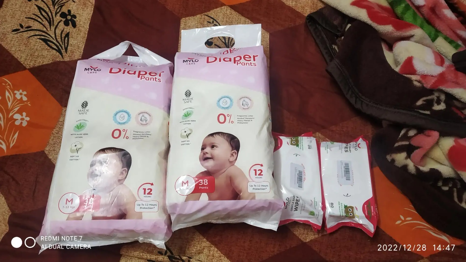 Monthly Diapering Super Saver Combo - Baby Diaper Pants Small (S) - (84 count) + Baby Wipes (Pack of 2)