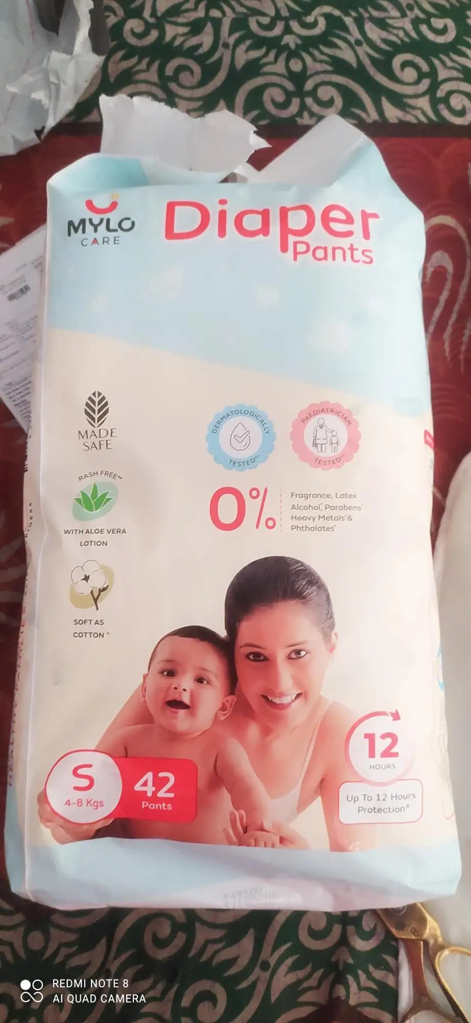 Mylo Baby New Born Diaper Pants | Up to 5Kgs | with Wetness Indicator | 92 Count