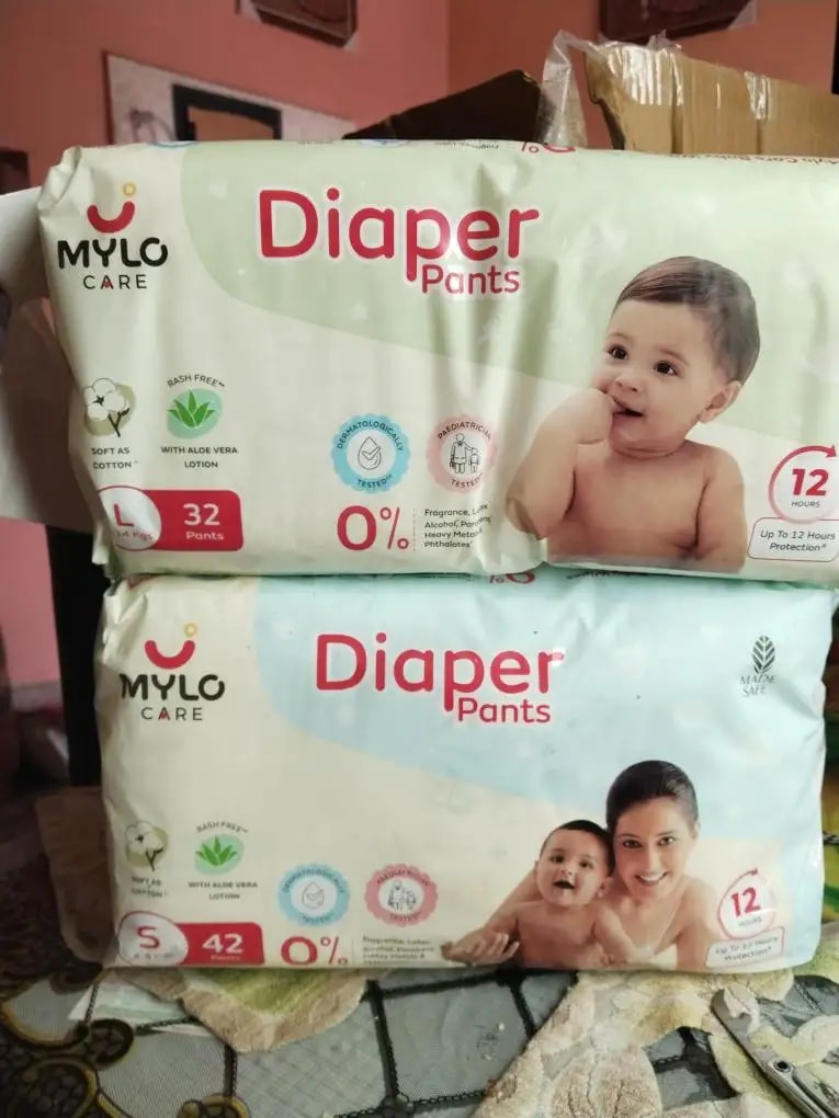 Mylo Baby New Born Diaper Pants | Up to 5Kgs | with Wetness Indicator | 92 Count