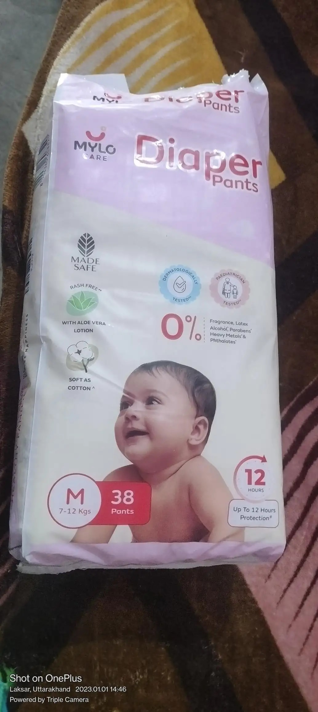 Mylo Baby New Born Diaper Pants | Up to 5Kgs | with Wetness Indicator | 92 Count