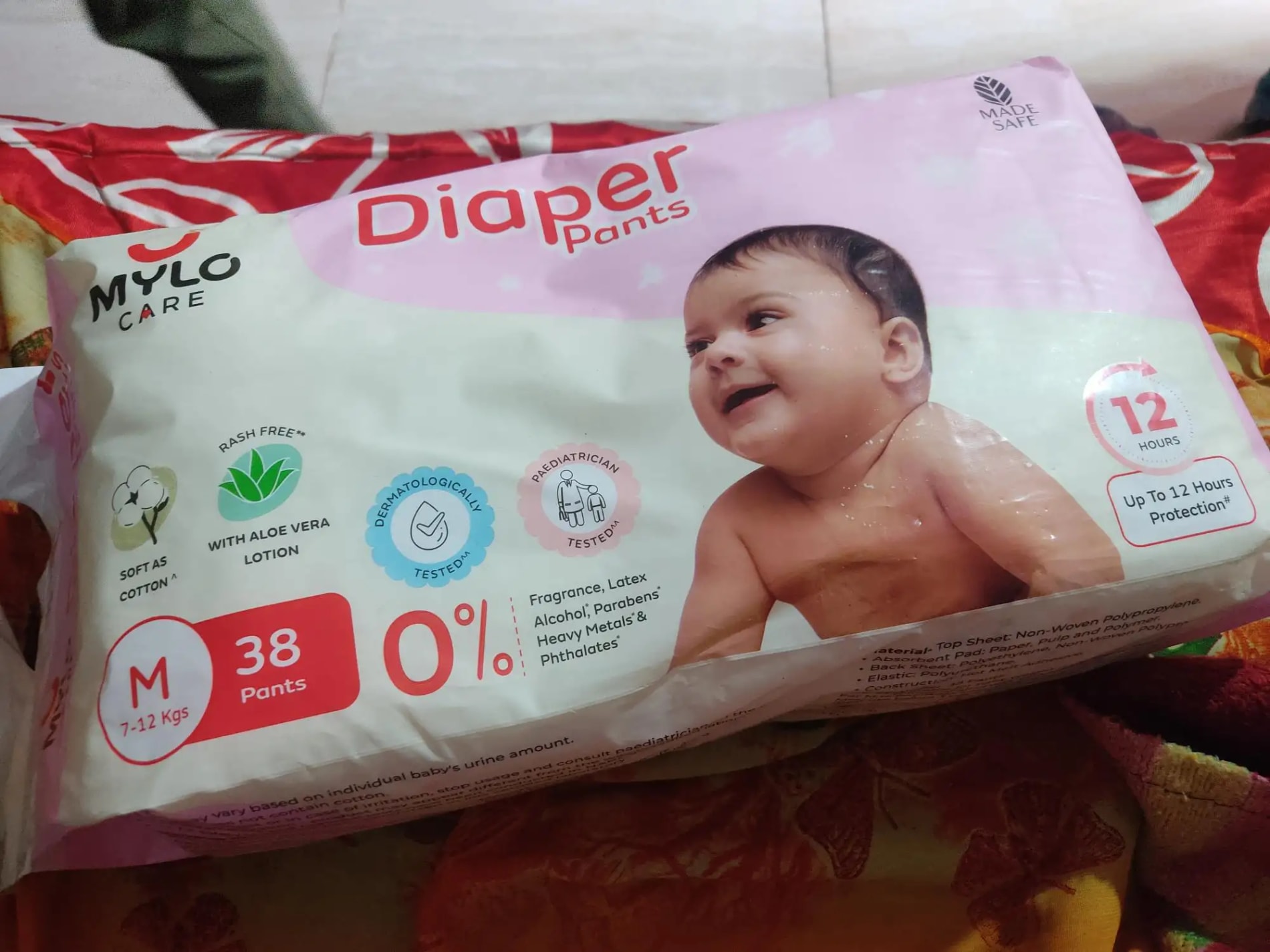 Mylo Baby New Born Diaper Pants | Up to 5Kgs | with Wetness Indicator | 92 Count