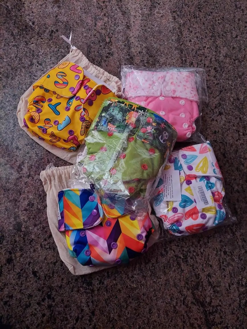 Adjustable Washable & Reusable Cloth Diaper With Absorbent Insert Pad (3M-3Y) | Oeko-Tex Certified - Rainbow, Floral Spring & Heart Doodles