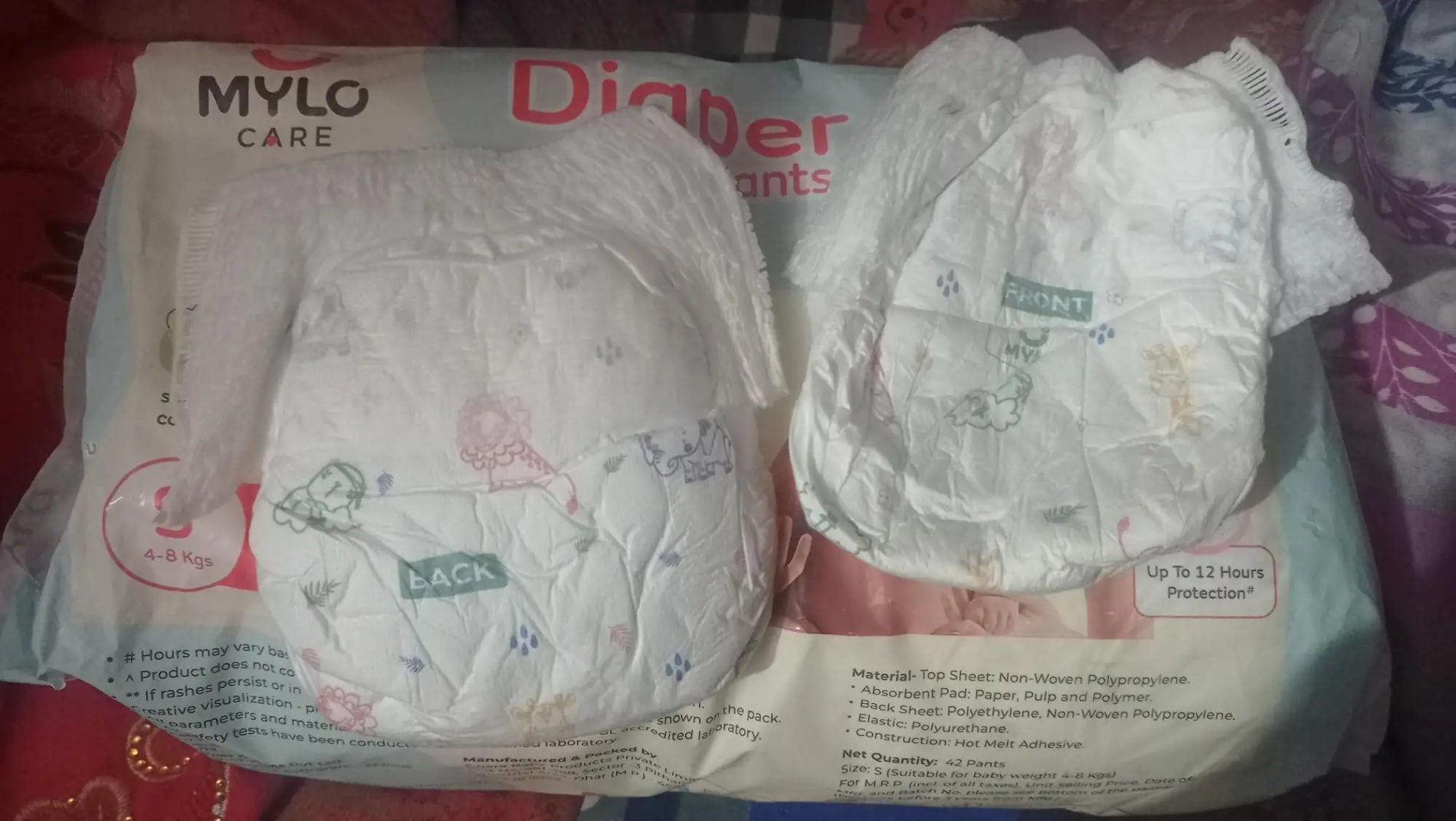 Mylo Baby New Born Diaper Pants | Up to 5Kgs | with Wetness Indicator | 92 Count