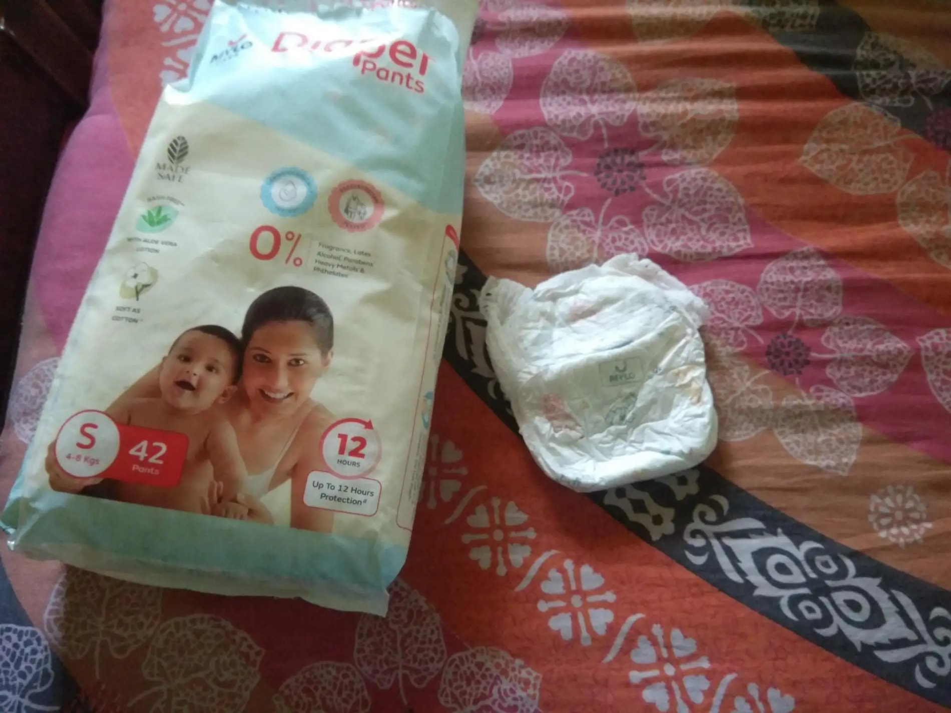 Mylo Baby New Born Diaper Pants | Up to 5Kgs | with Wetness Indicator | 92 Count