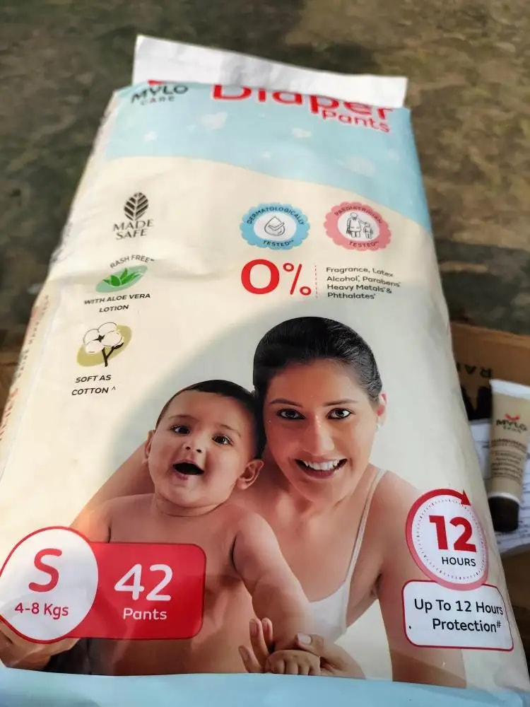 Mylo Baby New Born Diaper Pants | Up to 5Kgs | with Wetness Indicator | 92 Count
