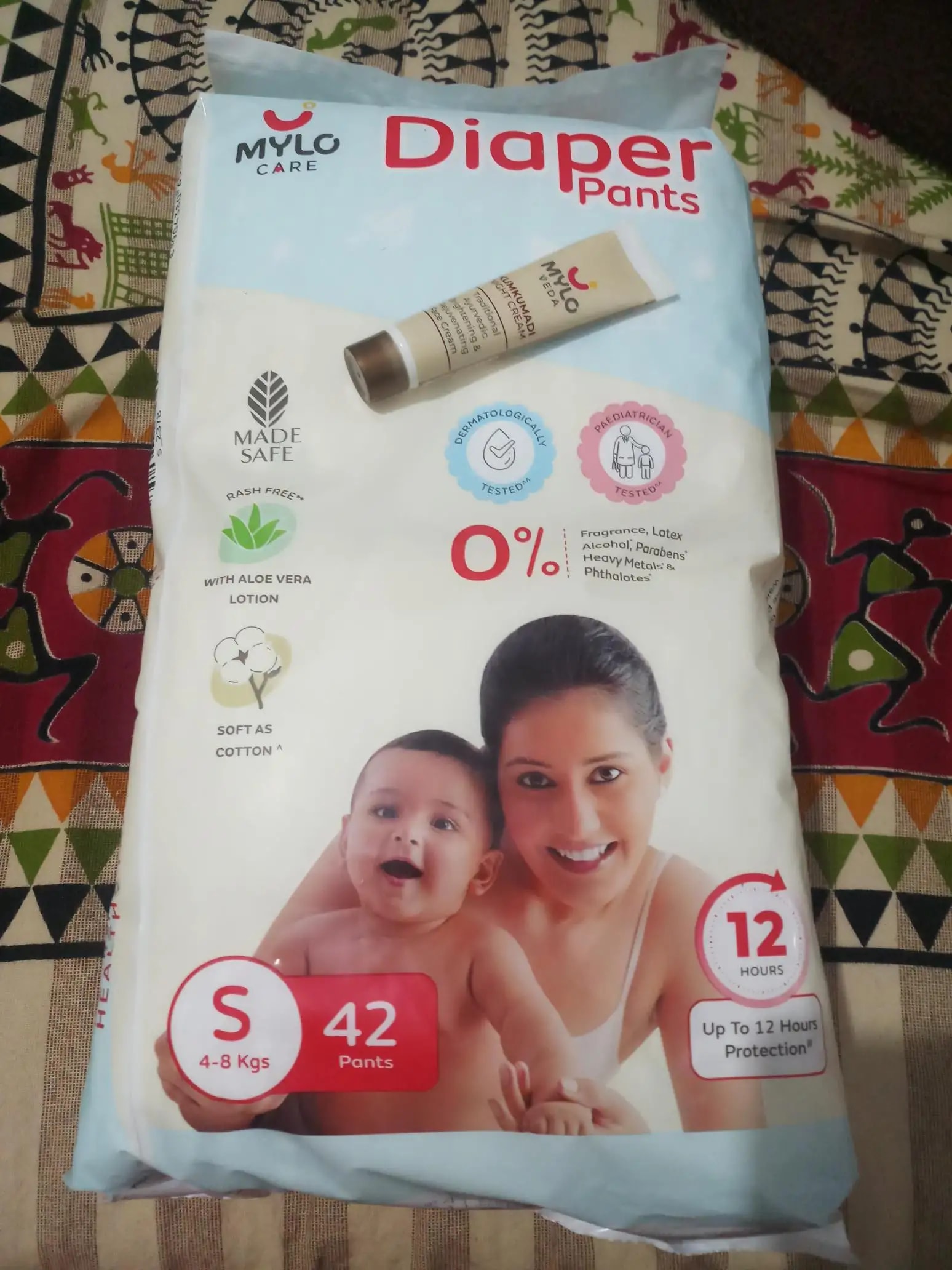 Mylo Baby New Born Diaper Pants | Up to 5Kgs | with Wetness Indicator | 92 Count