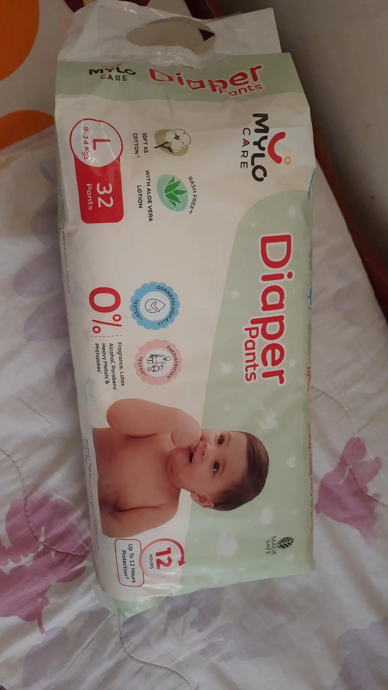 Mylo Baby New Born Diaper Pants | Up to 5Kgs | with Wetness Indicator | 92 Count
