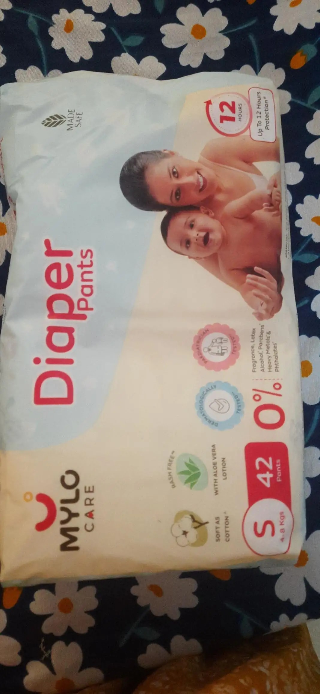 Mylo Baby New Born Diaper Pants | Up to 5Kgs | with Wetness Indicator | 92 Count
