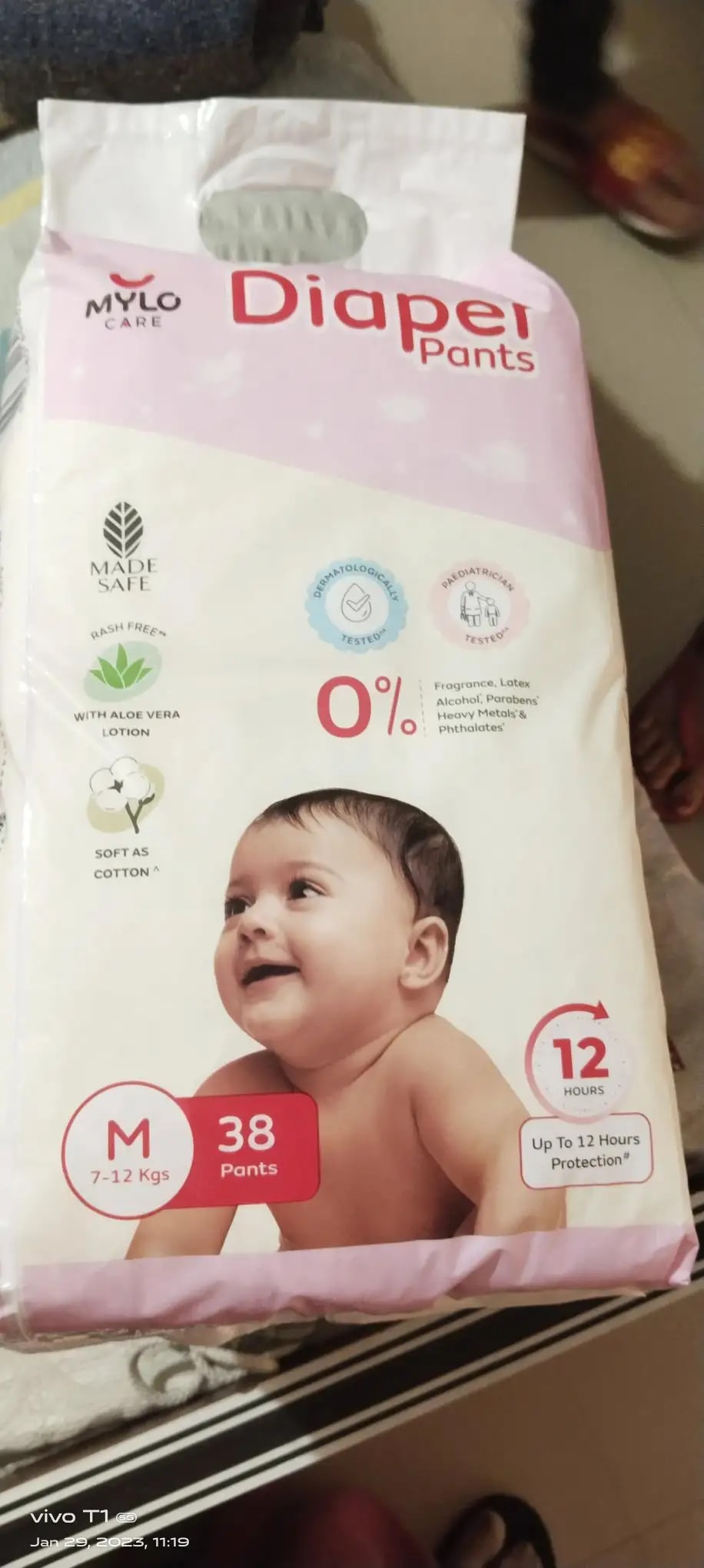 Mylo Baby New Born Diaper Pants | Up to 5Kgs | with Wetness Indicator | 92 Count