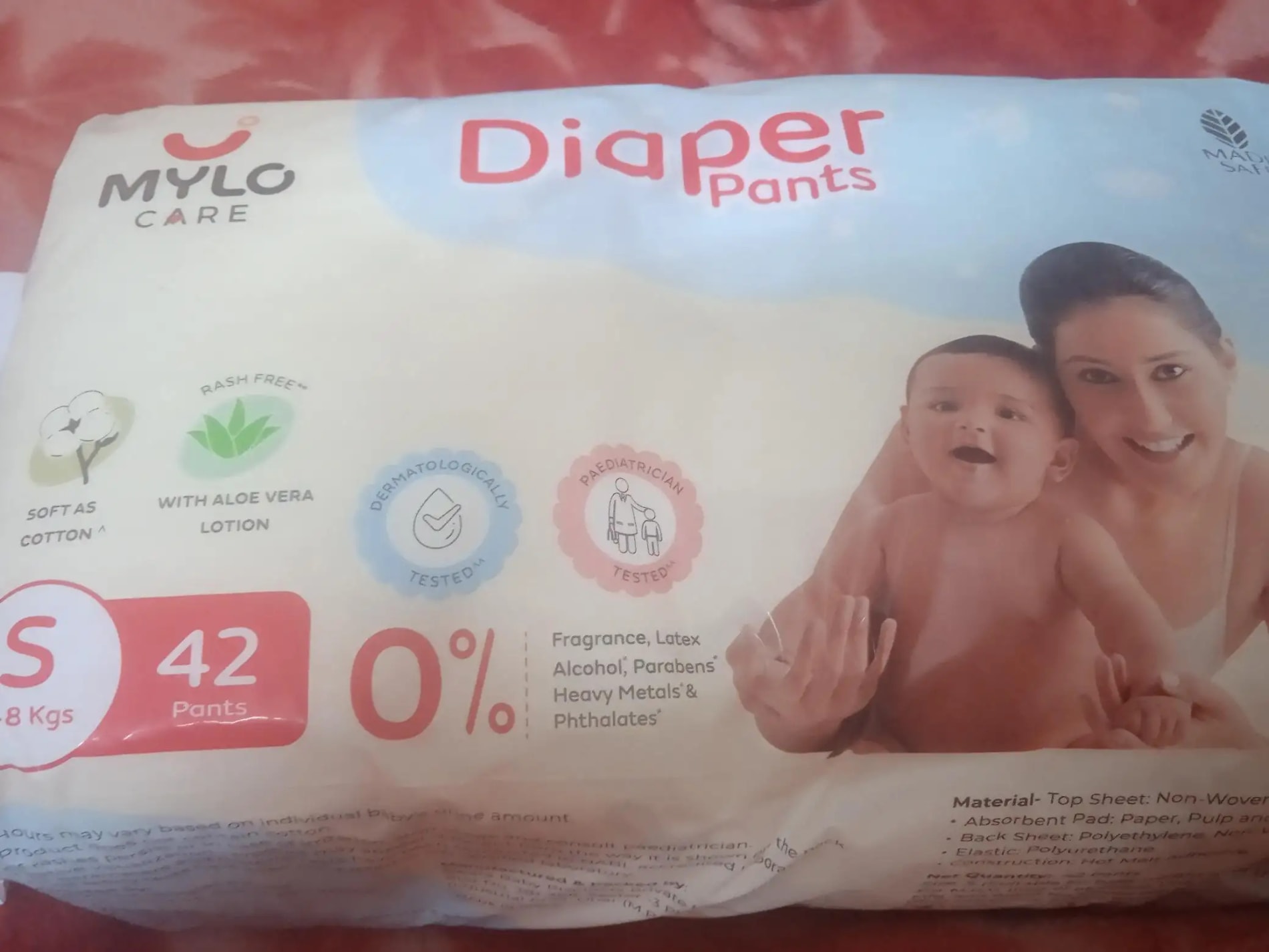 Mylo Baby New Born Diaper Pants | Up to 5Kgs | with Wetness Indicator | 92 Count