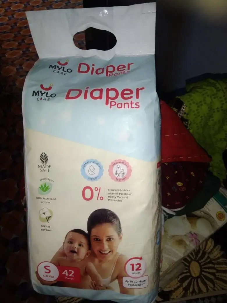 Mylo Baby New Born Diaper Pants | Up to 5Kgs | with Wetness Indicator | 92 Count