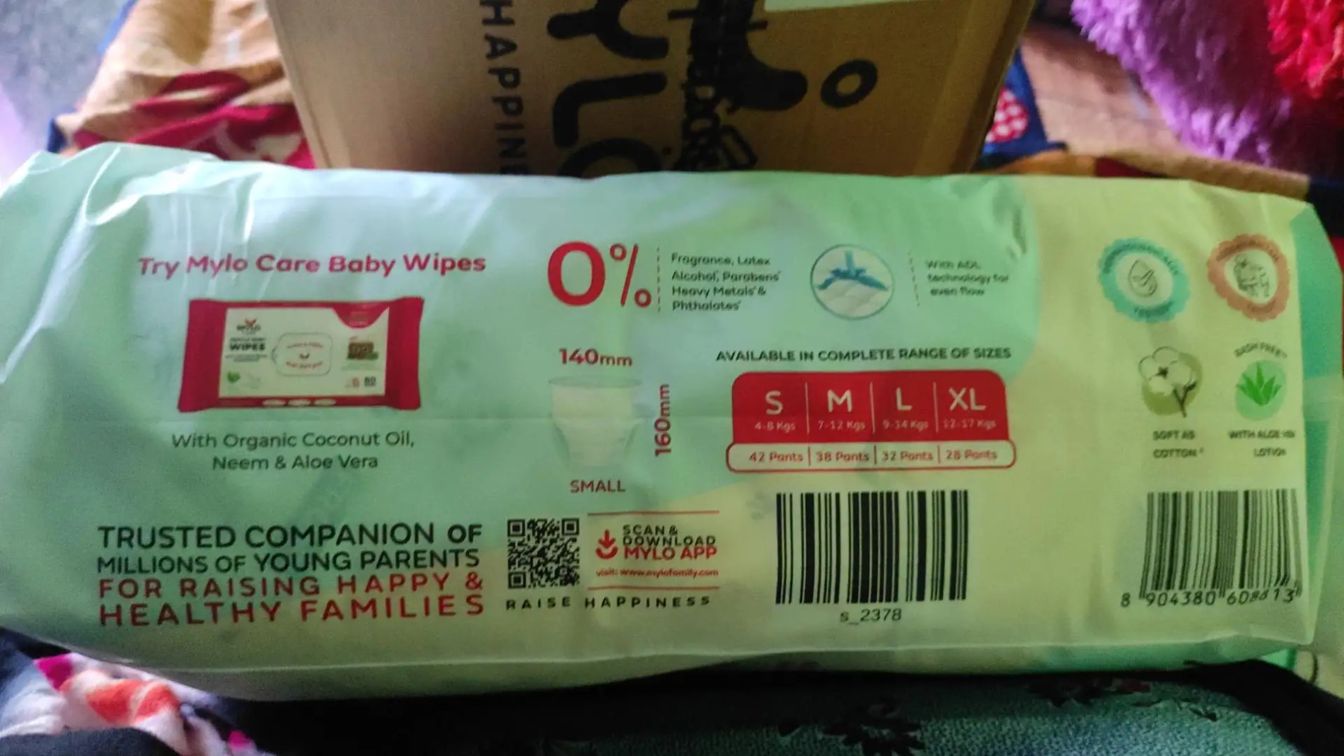 Mylo Baby New Born Diaper Pants | Up to 5Kgs | with Wetness Indicator | 92 Count