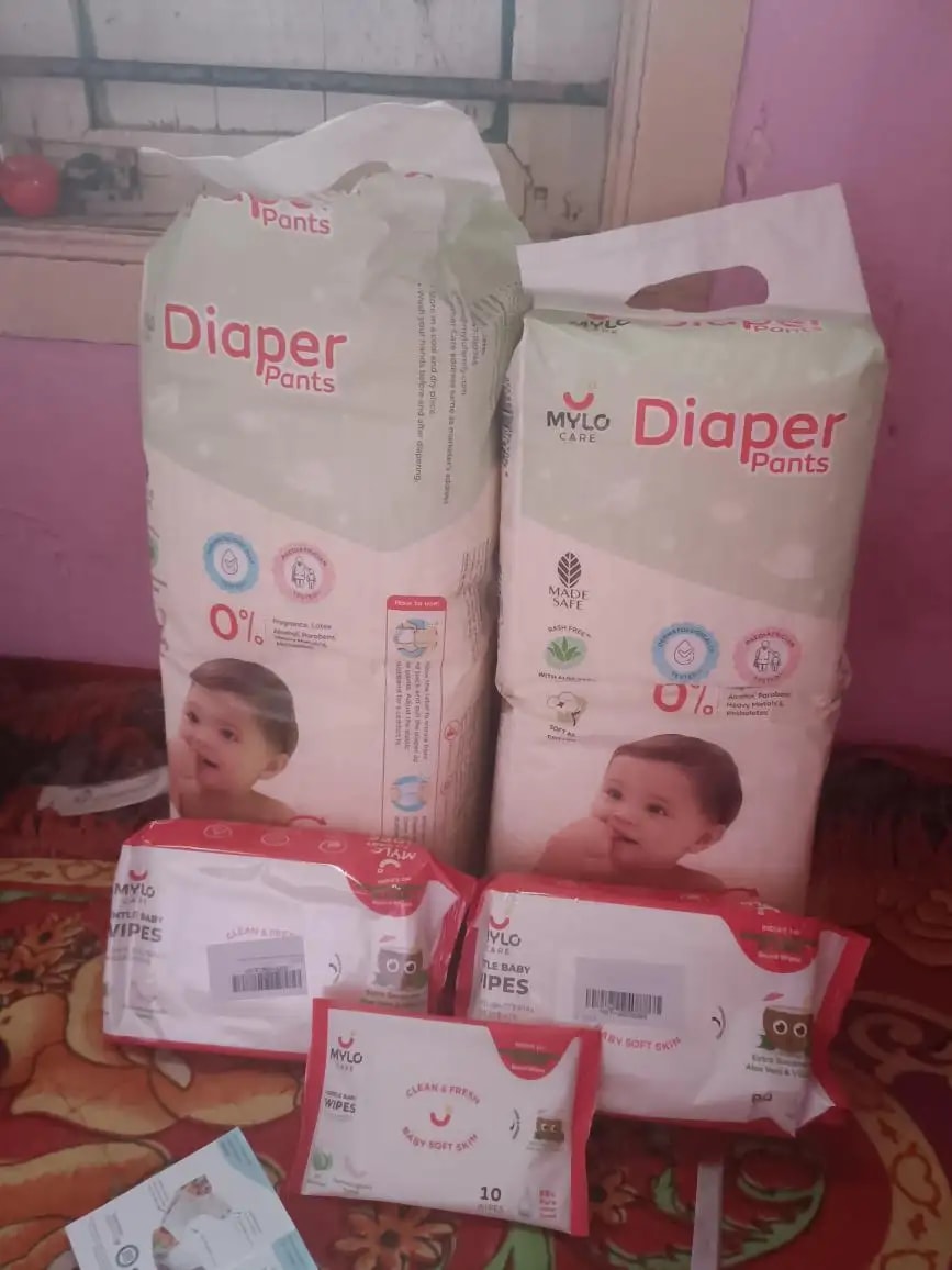 Monthly Diapering Super Saver Combo - Baby Diaper Pants Small (S) - (84 count) + Baby Wipes (Pack of 2)