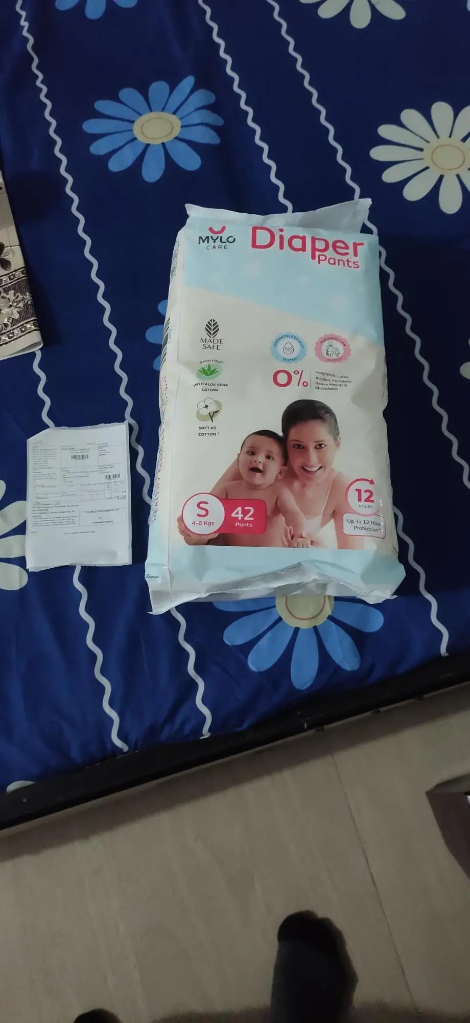 Mylo Baby New Born Diaper Pants | Up to 5Kgs | with Wetness Indicator | 92 Count
