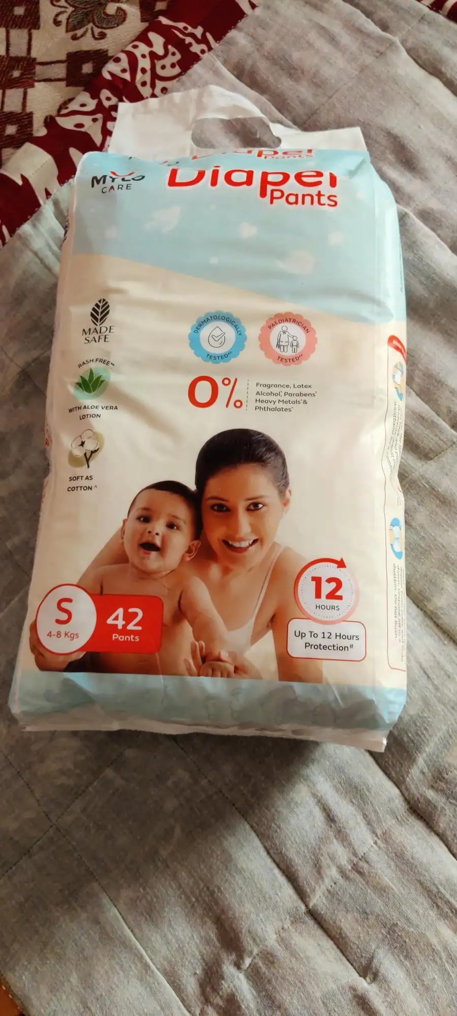 Mylo Baby New Born Diaper Pants | Up to 5Kgs | with Wetness Indicator | 92 Count
