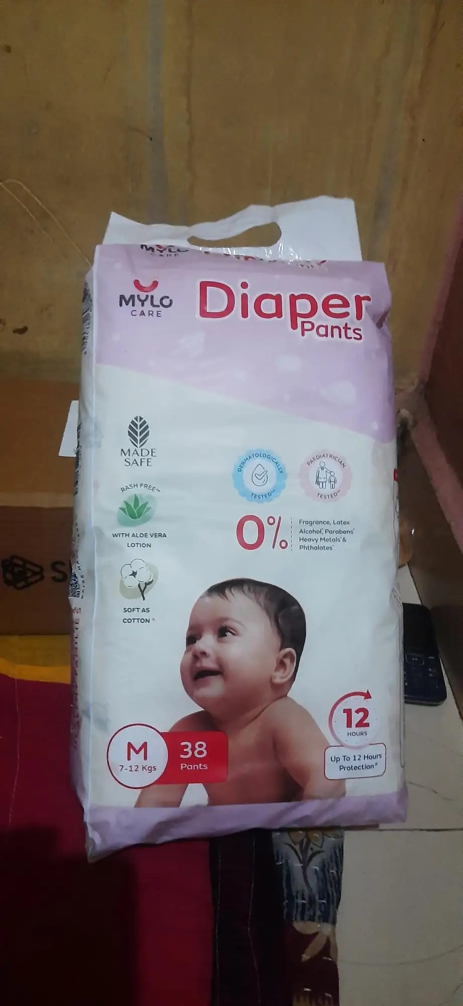 Mylo Baby New Born Diaper Pants | Up to 5Kgs | with Wetness Indicator | 92 Count
