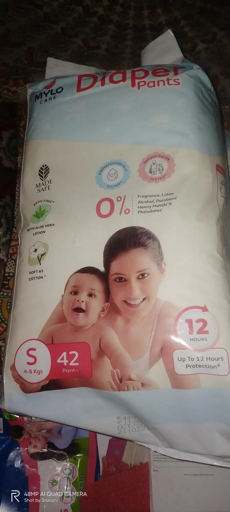 Mylo Baby New Born Diaper Pants | Up to 5Kgs | with Wetness Indicator | 92 Count