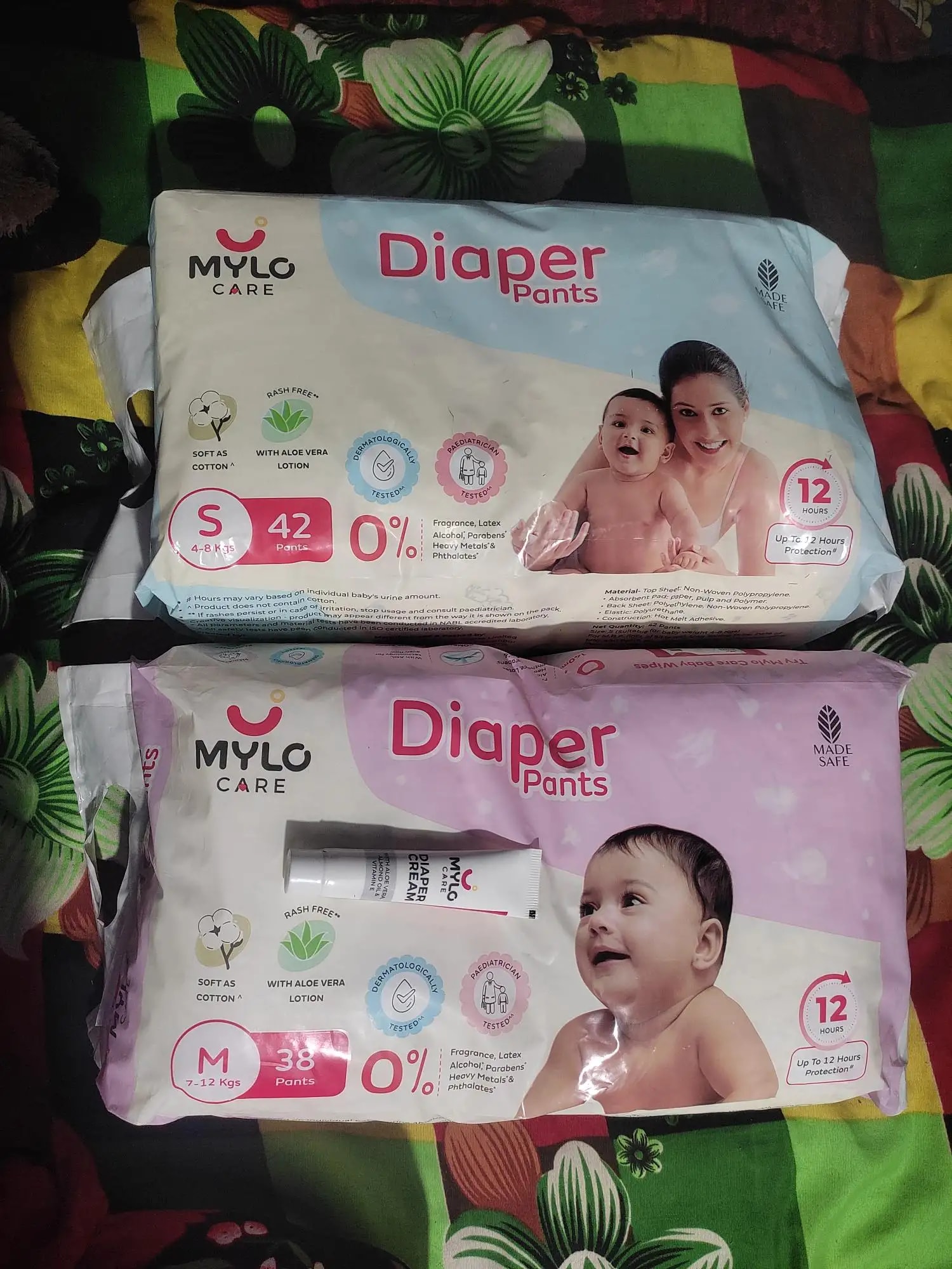 Mylo Baby New Born Diaper Pants | Up to 5Kgs | with Wetness Indicator | 92 Count