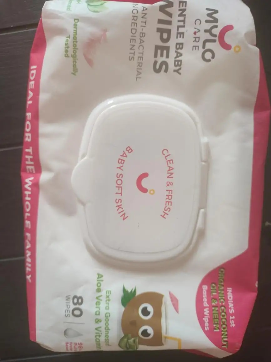 Gentle Baby Wipes With Lid - Organic Coconut Oil, Neem, Aloe Vera and Vitamin E | 98% Pure Water | Dermatologically Tested (Pack of 6) - 72 Wipes Per Pack