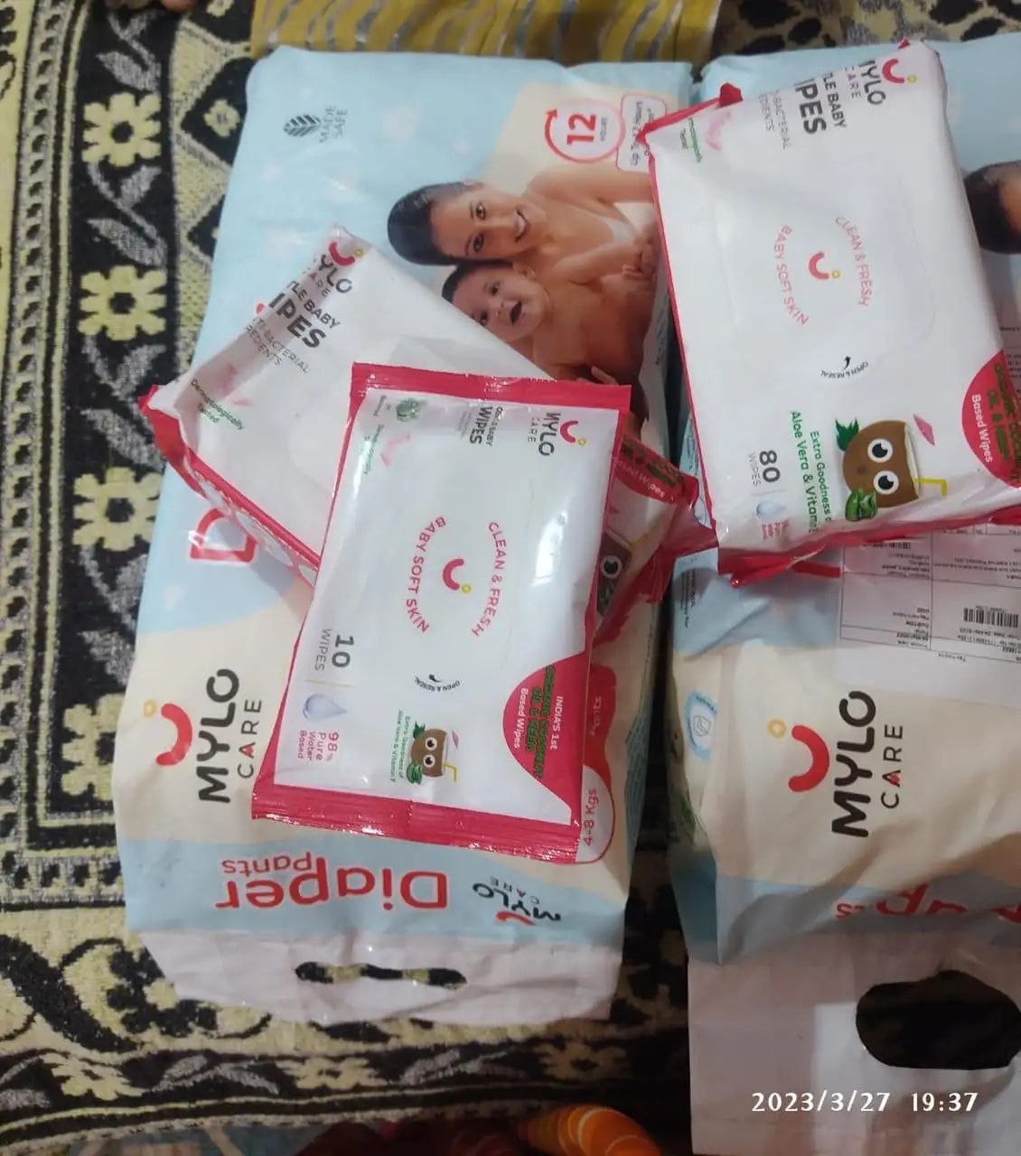 Monthly Diapering Super Saver Combo - Baby Diaper Pants Small (S) - (84 count) + Baby Wipes (Pack of 2)
