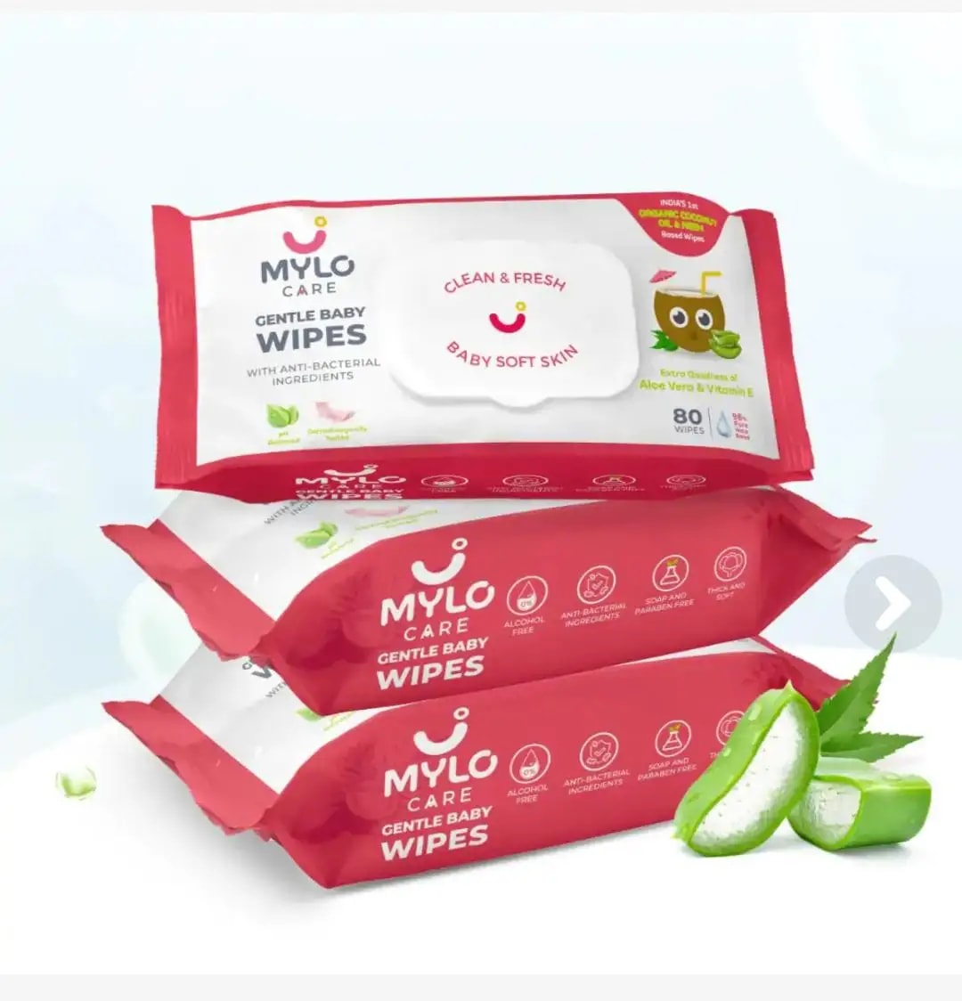 Gentle Baby Wipes With Lid - Organic Coconut Oil, Neem, Aloe Vera and Vitamin E | 98% Pure Water | Dermatologically Tested (Pack of 6) - 72 Wipes Per Pack