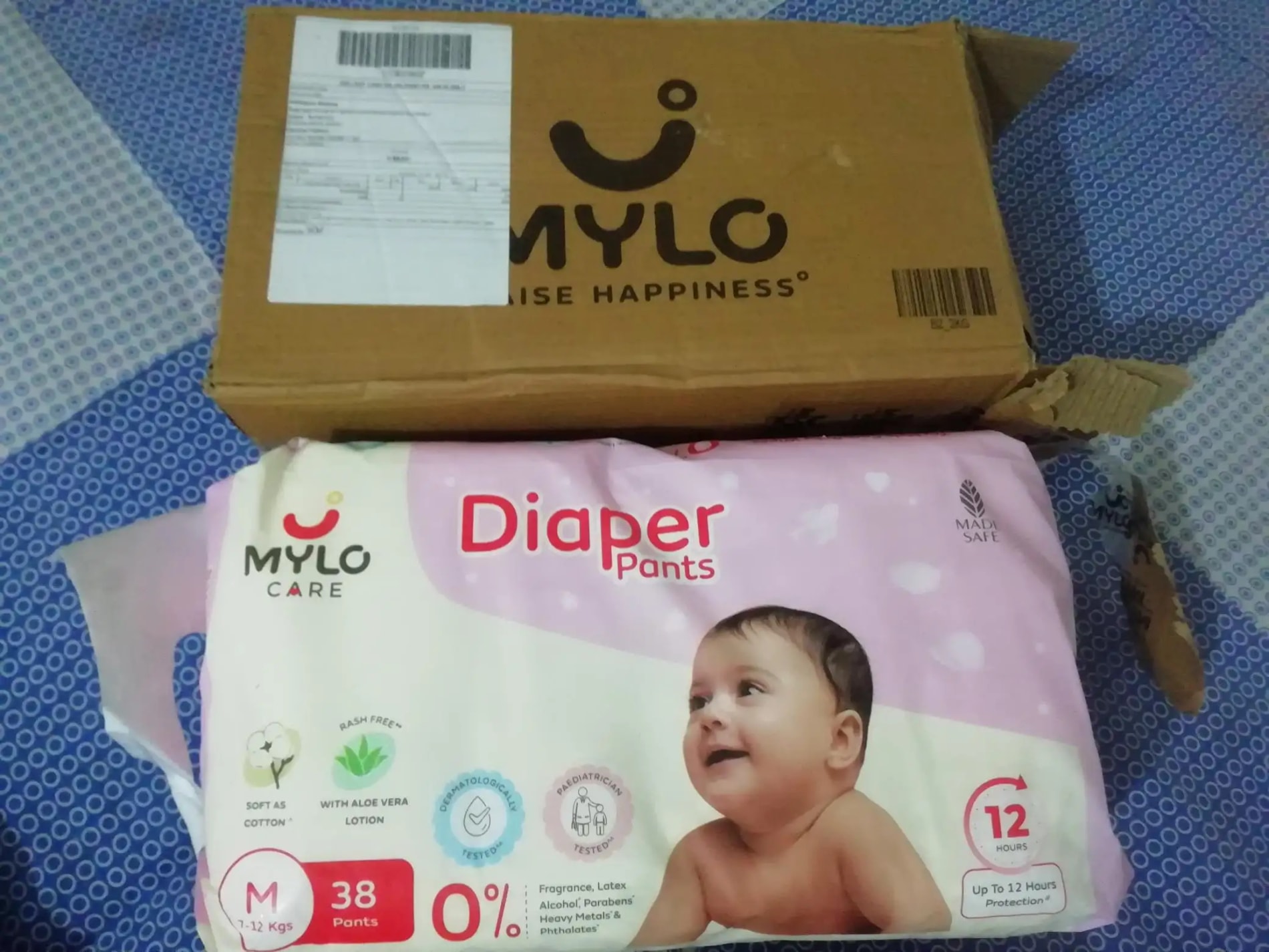 Mylo Baby New Born Diaper Pants | Up to 5Kgs | with Wetness Indicator | 92 Count