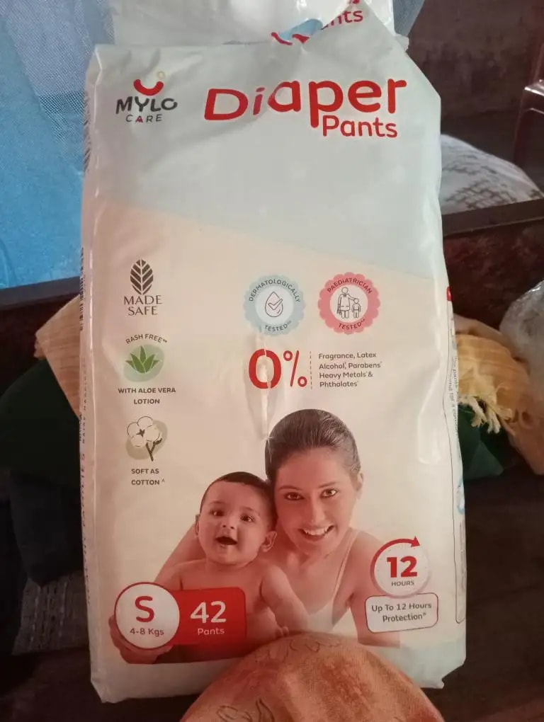 Mylo Baby New Born Diaper Pants | Up to 5Kgs | with Wetness Indicator | 92 Count