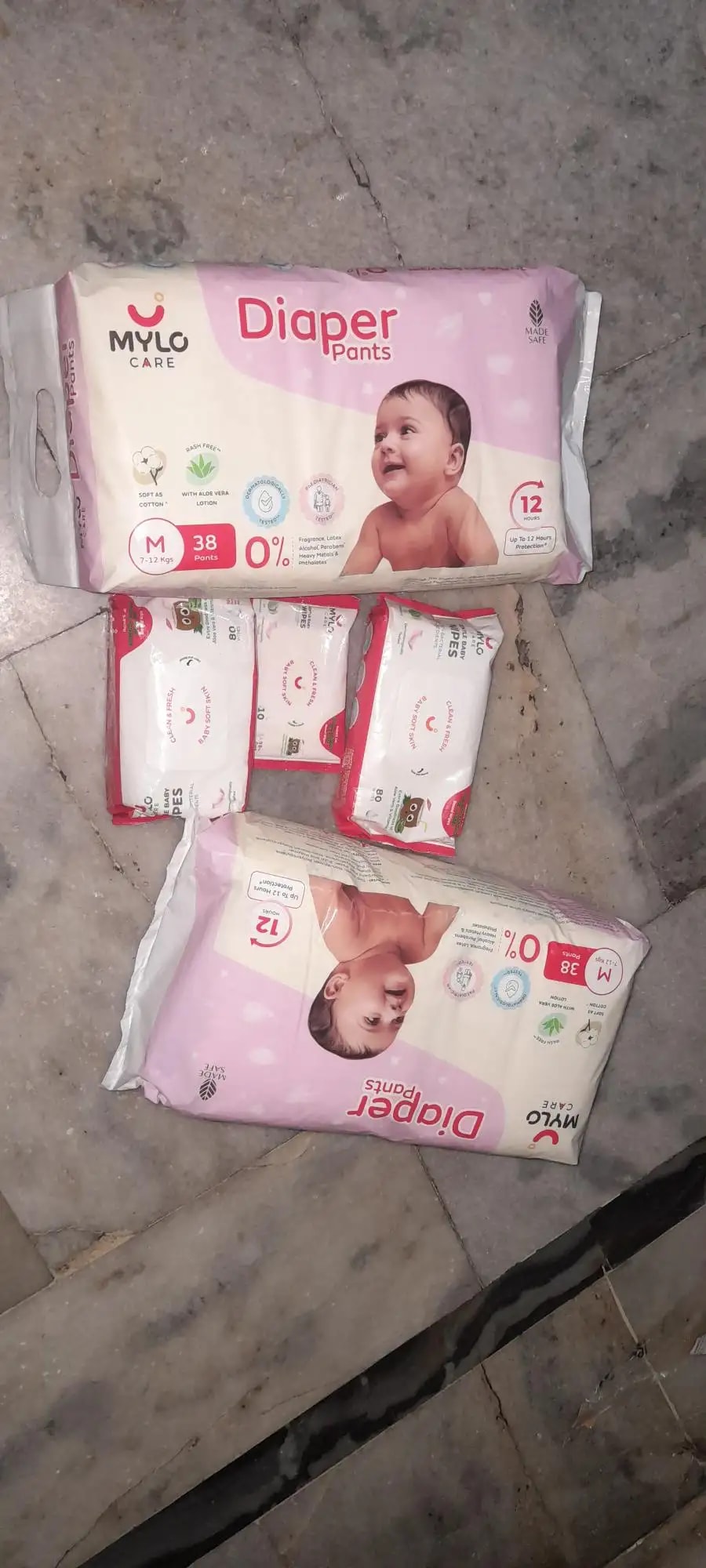 Monthly Diapering Super Saver Combo - Baby Diaper Pants Small (S) - (84 count) + Baby Wipes (Pack of 2)