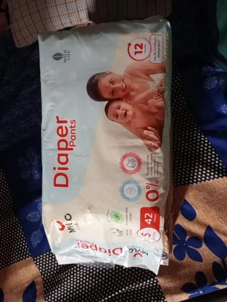 Mylo Baby New Born Diaper Pants | Up to 5Kgs | with Wetness Indicator | 92 Count