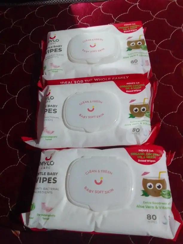 Gentle Baby Wipes With Lid - Organic Coconut Oil, Neem, Aloe Vera and Vitamin E | 98% Pure Water | Dermatologically Tested (Pack of 6) - 72 Wipes Per Pack