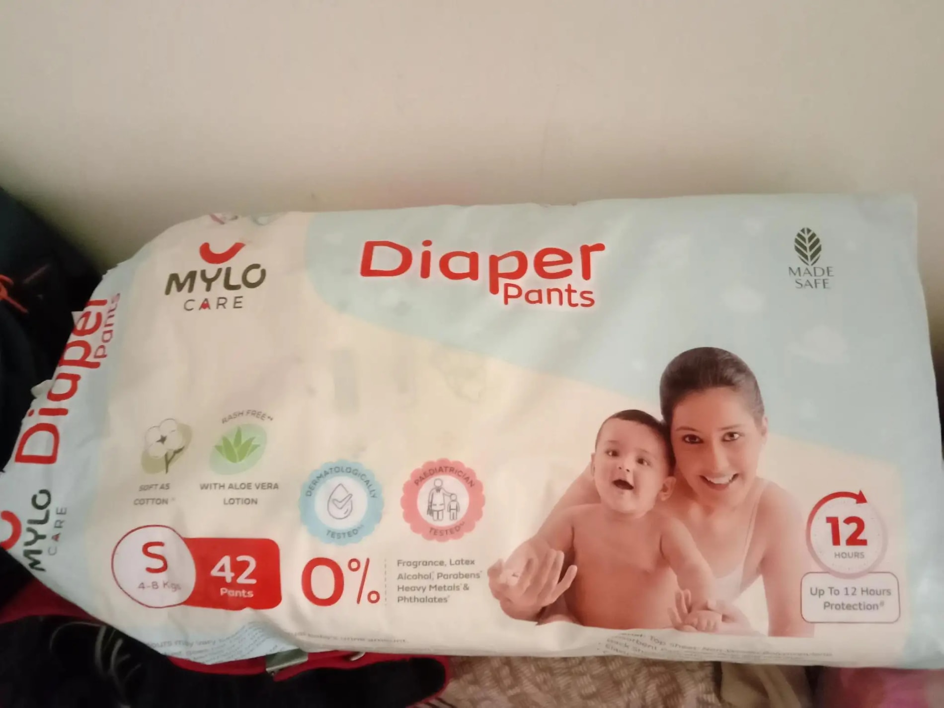 Mylo Baby New Born Diaper Pants | Up to 5Kgs | with Wetness Indicator | 92 Count