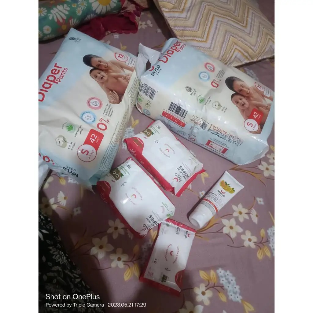 Monthly Diapering Super Saver Combo - Baby Diaper Pants Small (S) - (84 count) + Baby Wipes (Pack of 2)