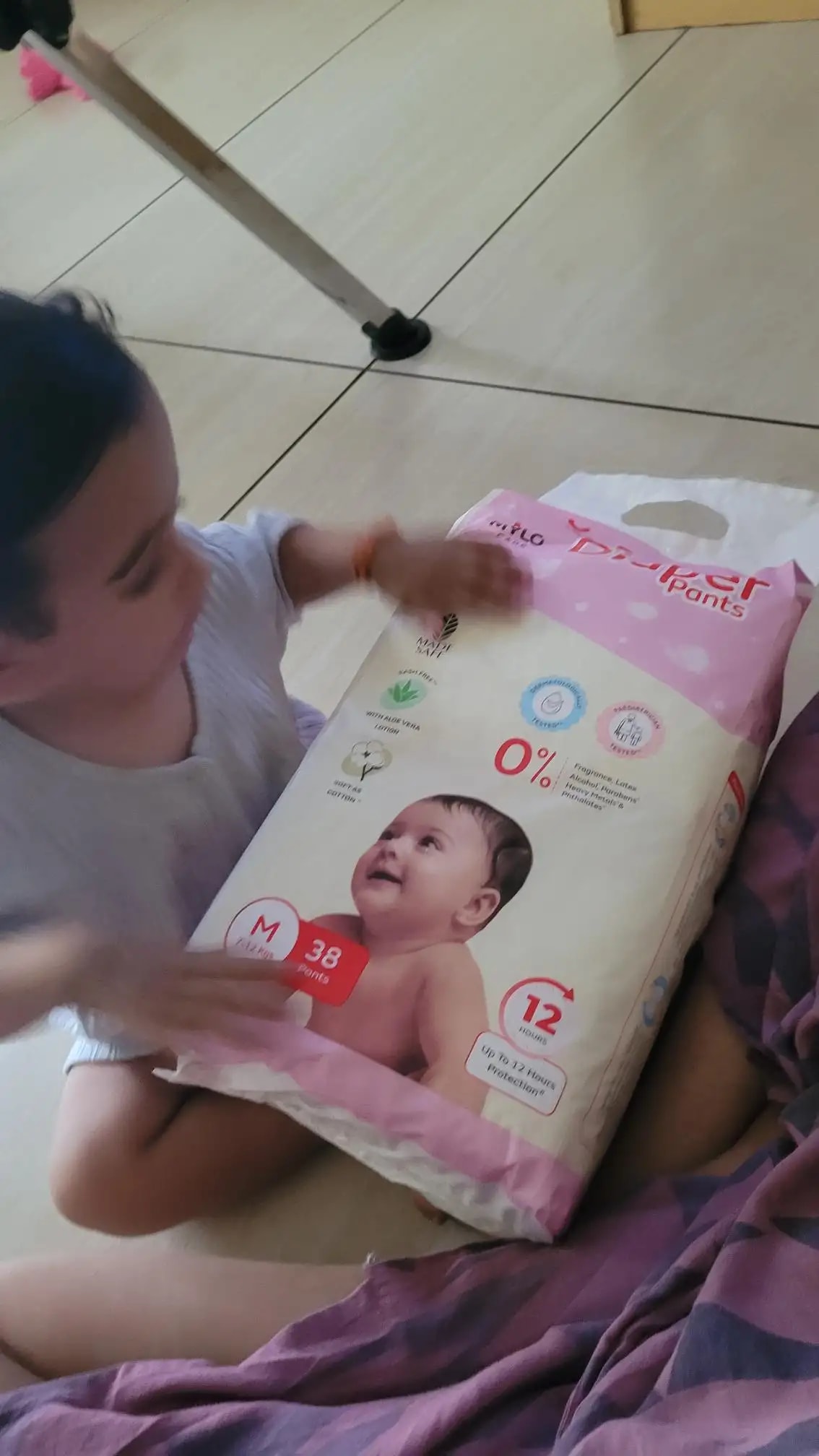 Mylo Baby New Born Diaper Pants | Up to 5Kgs | with Wetness Indicator | 92 Count