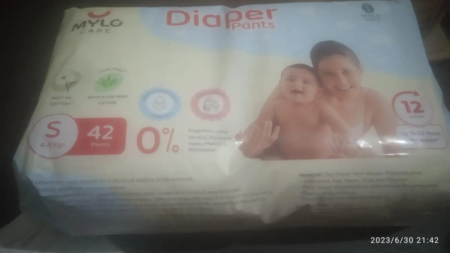 Mylo Baby New Born Diaper Pants | Up to 5Kgs | with Wetness Indicator | 92 Count
