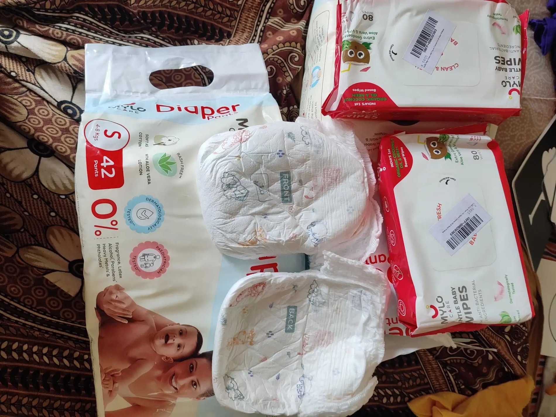 Monthly Diapering Super Saver Combo - Baby Diaper Pants Small (S) - (84 count) + Baby Wipes (Pack of 2)