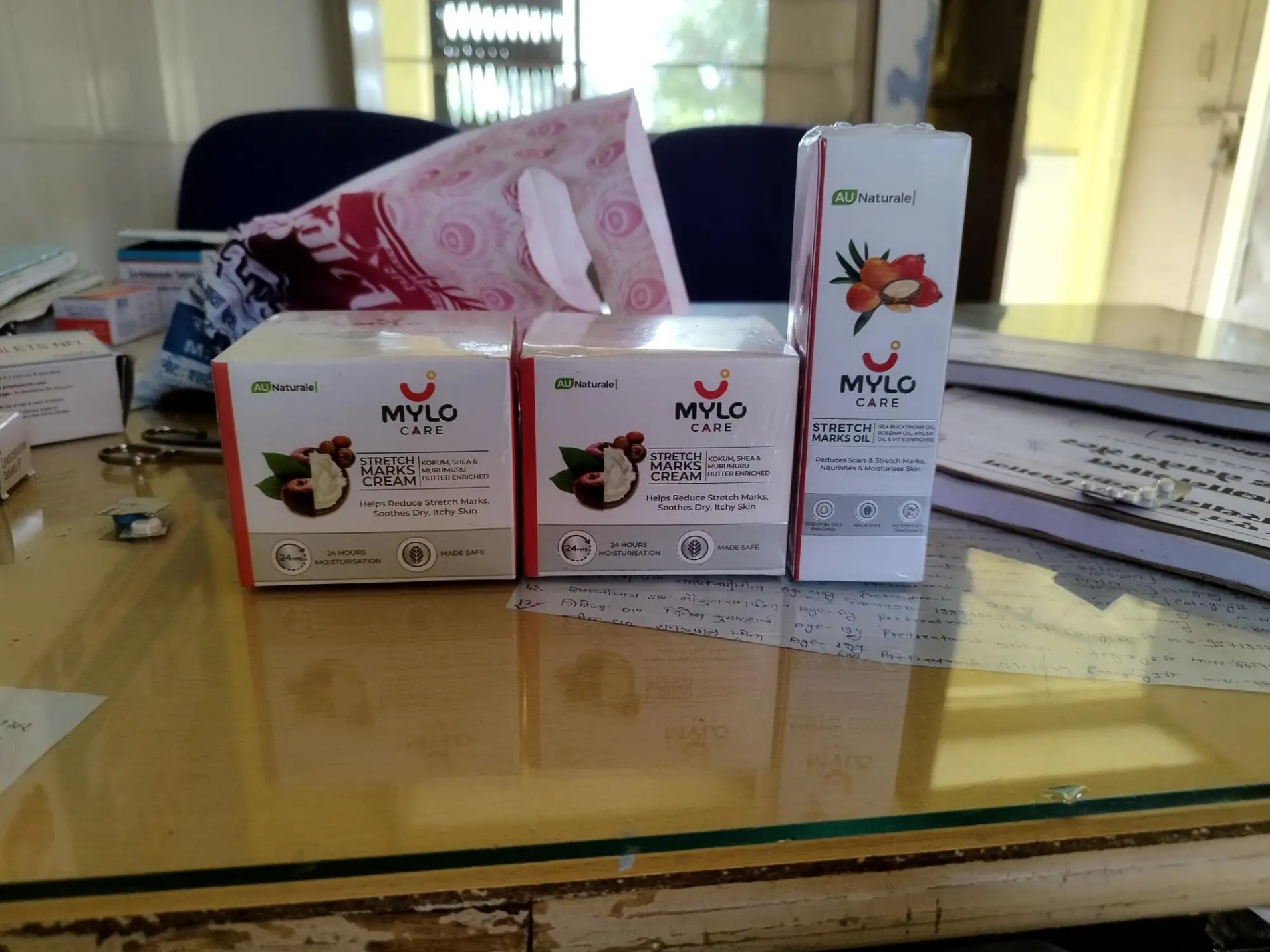 Stretch Marks Kit - Removes Scars | Made with Natural Ingredients | Tightens Skin - (1 Stretch Mark Oil - 100 ml, 2 Stretch Marks Cream - 100ml each)