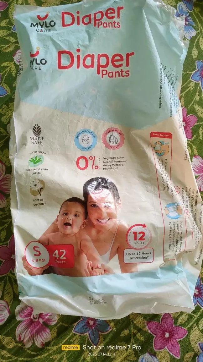 Mylo Baby New Born Diaper Pants | Up to 5Kgs | with Wetness Indicator | 92 Count