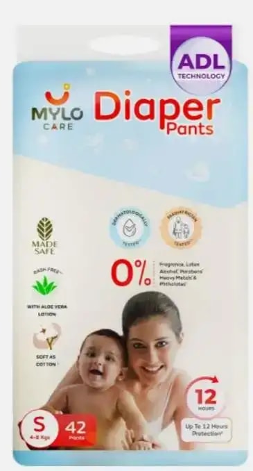 Monthly Diapering Super Saver Combo - Baby Diaper Pants Small (S) - (84 count) + Baby Wipes (Pack of 2)