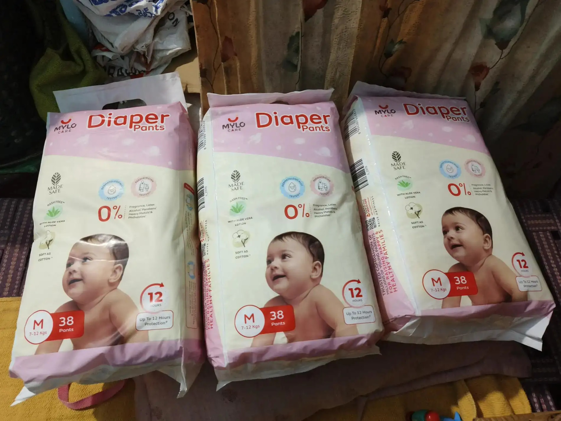 Mylo Baby New Born Diaper Pants | Up to 5Kgs | with Wetness Indicator | 92 Count