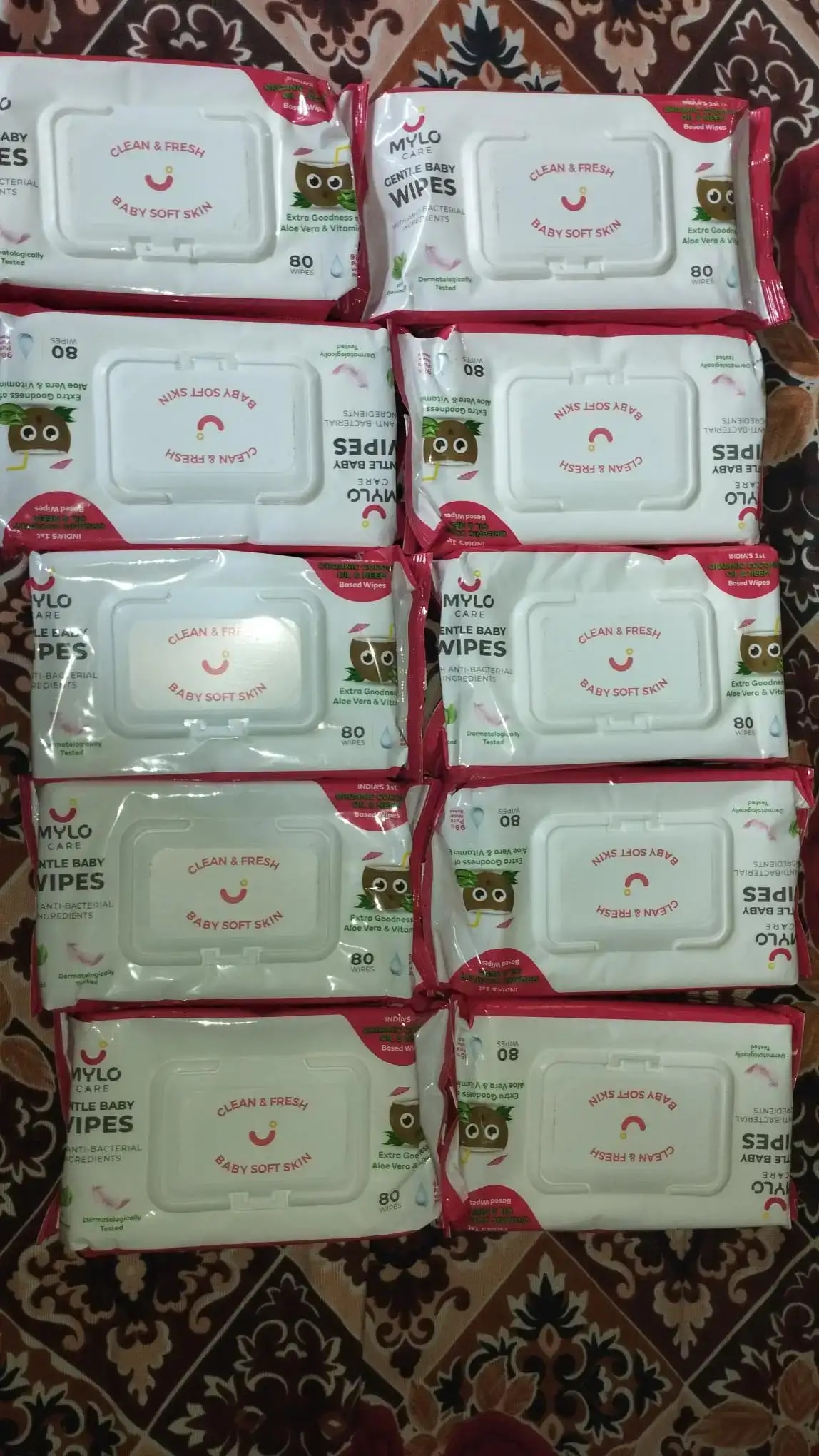 Gentle Baby Wipes With Lid - Organic Coconut Oil, Neem, Aloe Vera and Vitamin E | 98% Pure Water | Dermatologically Tested (Pack of 6) - 72 Wipes Per Pack