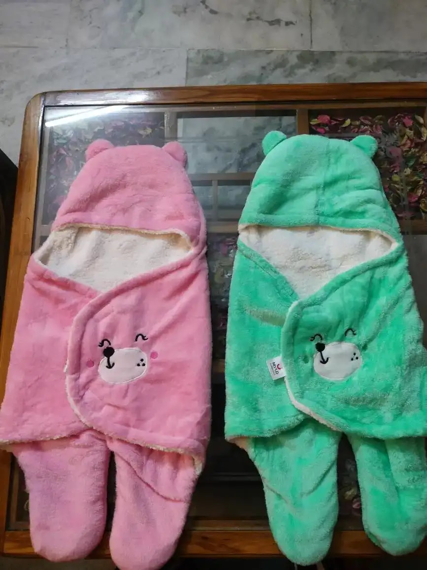 Baby Wrapper for New Born | Baby Swaddling Wrapper | 4-in-1 All Season AC Blanket cum Sleeping Bag for Baby 0-6 Months - Light Pink & Mint Green