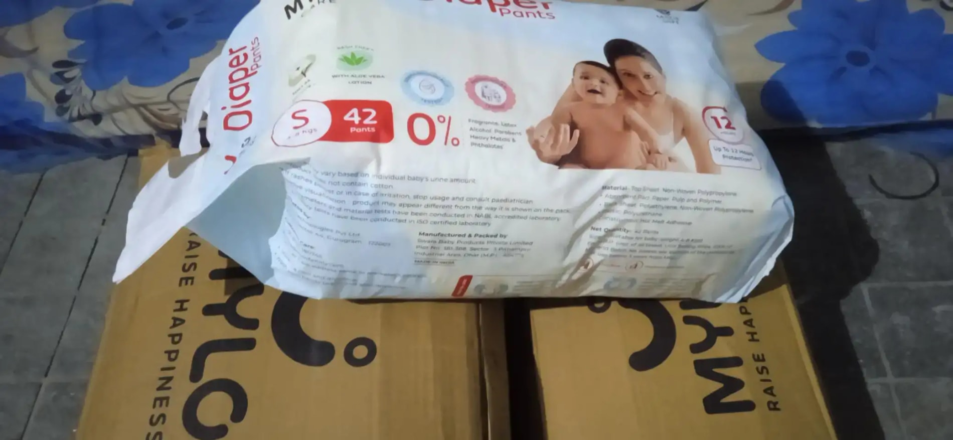 Mylo Baby New Born Diaper Pants | Up to 5Kgs | with Wetness Indicator | 92 Count