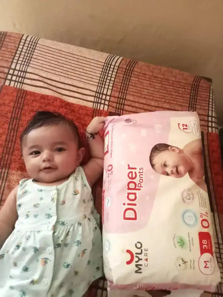 Mylo Baby New Born Diaper Pants | Up to 5Kgs | with Wetness Indicator | 92 Count