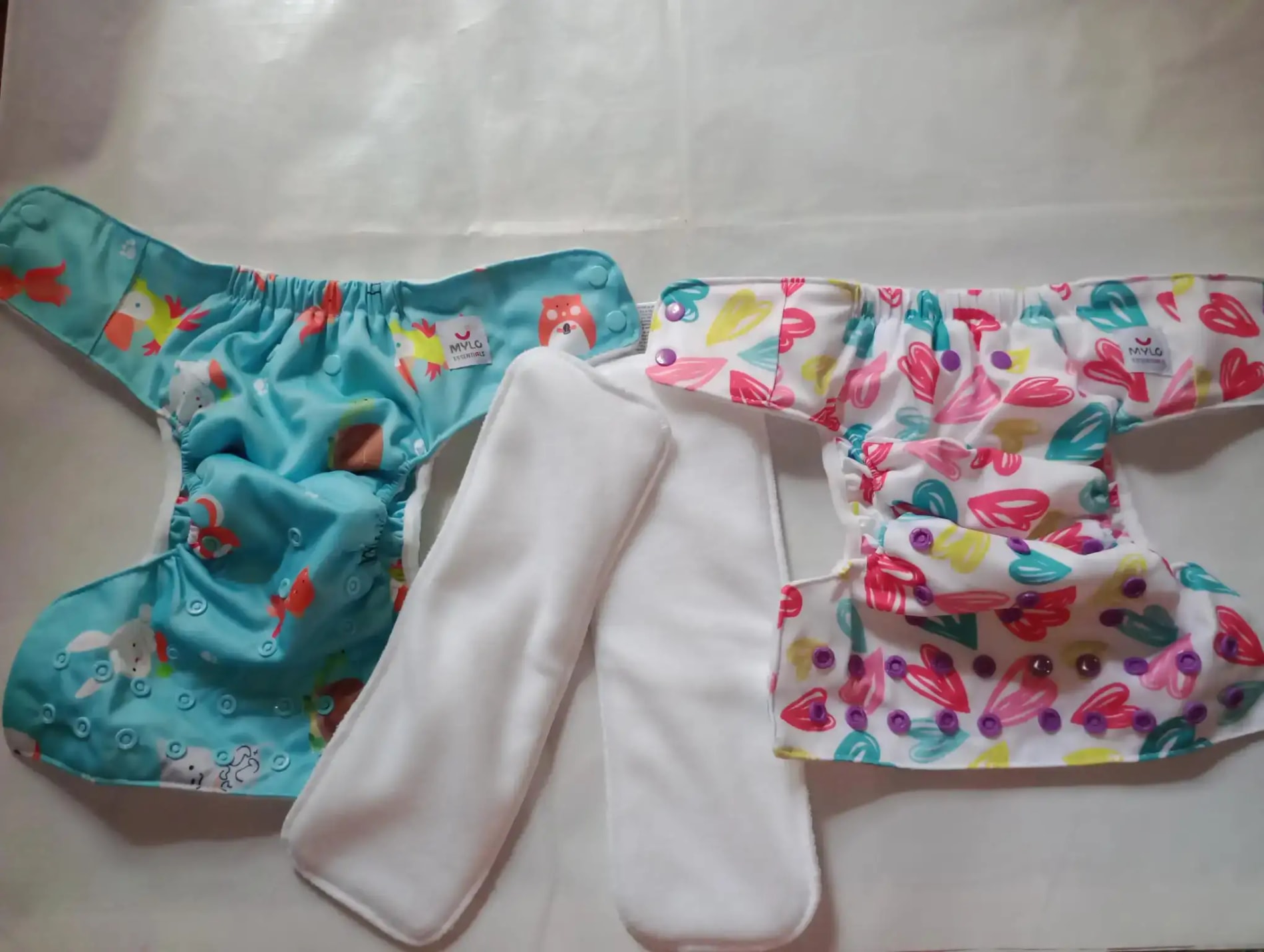 Adjustable Washable & Reusable Cloth Diaper With Absorbent Insert Pad (3M-3Y) | Oeko-Tex Certified - Rainbow, Floral Spring & Heart Doodles