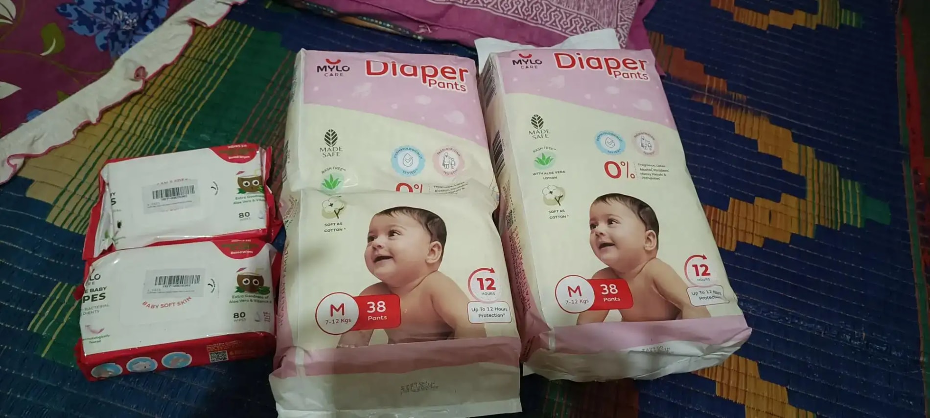 Monthly Diapering Super Saver Combo - Baby Diaper Pants Small (S) - (84 count) + Baby Wipes (Pack of 2)