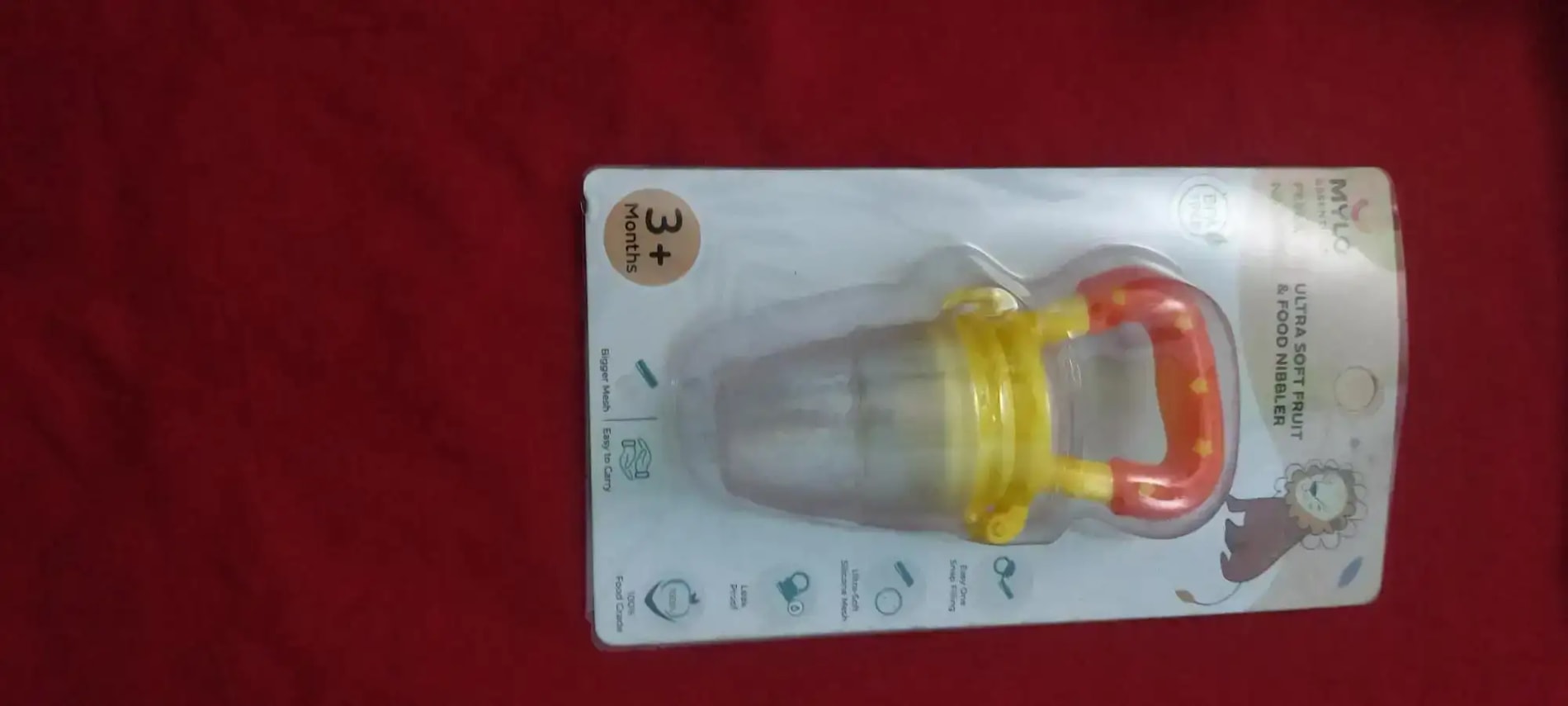 Feels Natural Ultra Soft Fruit & Food Nibbler- Pink | Convenient to Introduce Fruits & Veggies to Baby | Ultra-soft Silicone Mesh for Easy Chewing | Easy One Snap Filling | Helps Relieve Teething Discomfort