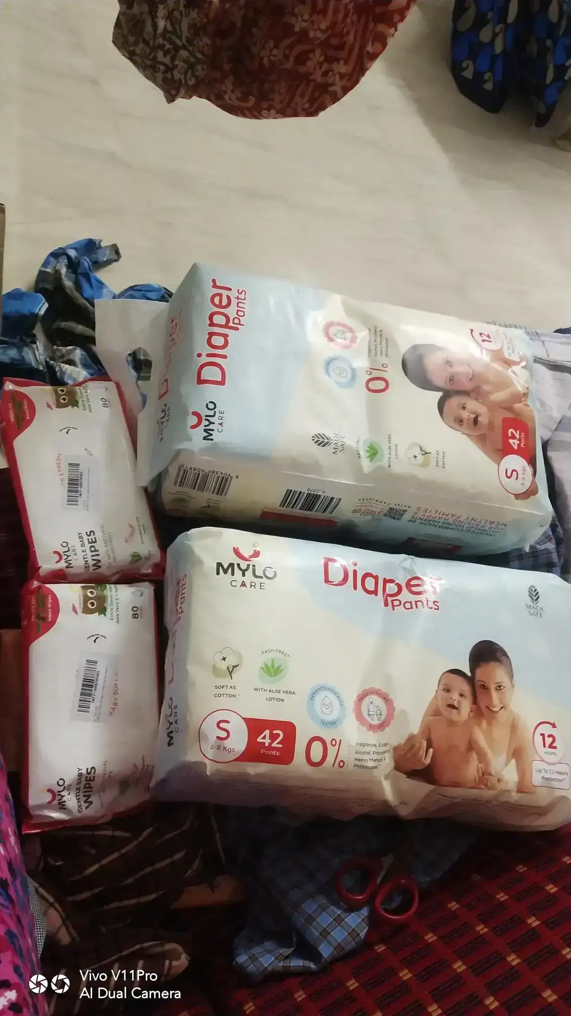Monthly Diapering Super Saver Combo - Baby Diaper Pants Small (S) - (84 count) + Baby Wipes (Pack of 2)