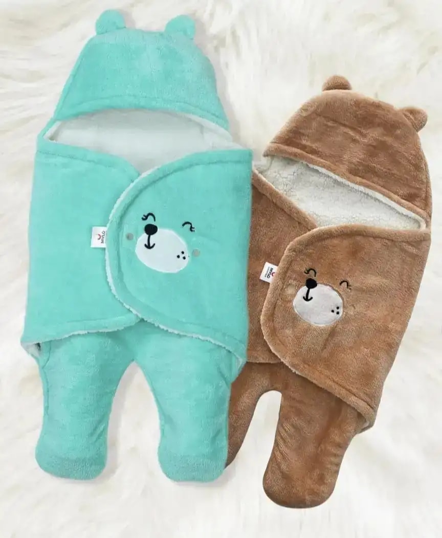 Baby Wrapper for New Born | Baby Swaddling Wrapper | 4-in-1 All Season AC Blanket cum Sleeping Bag for Baby 0-6 Months - Light Pink & Mint Green