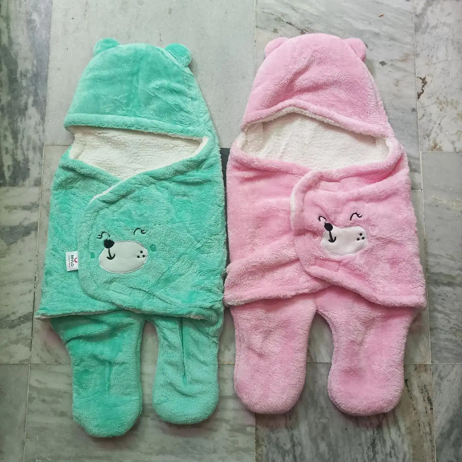 Baby Wrapper for New Born | Baby Swaddling Wrapper | 4-in-1 All Season AC Blanket cum Sleeping Bag for Baby 0-6 Months - Light Pink & Mint Green